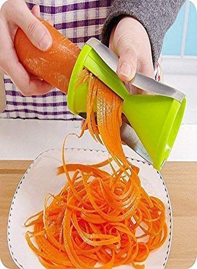 myzon Stainless Steel and ABS Plastic Manual 4-Blade Spiral Spiralizer Vegetable Grater Slicer Salad Cutter Kitchen Cutter - Image 1